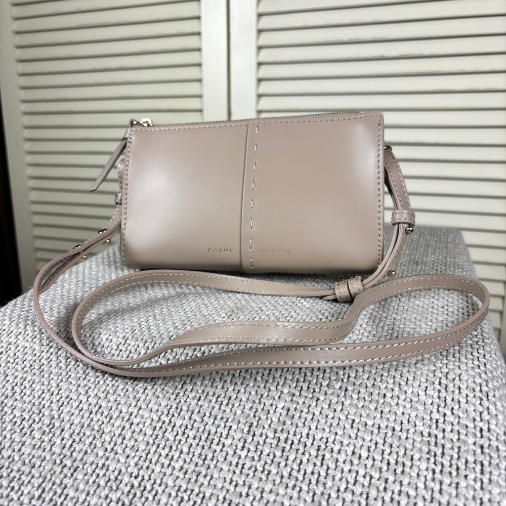 Modernist FRAME Denim Taupe Leather Les Second Crossbody Bag Handbag Minimalist